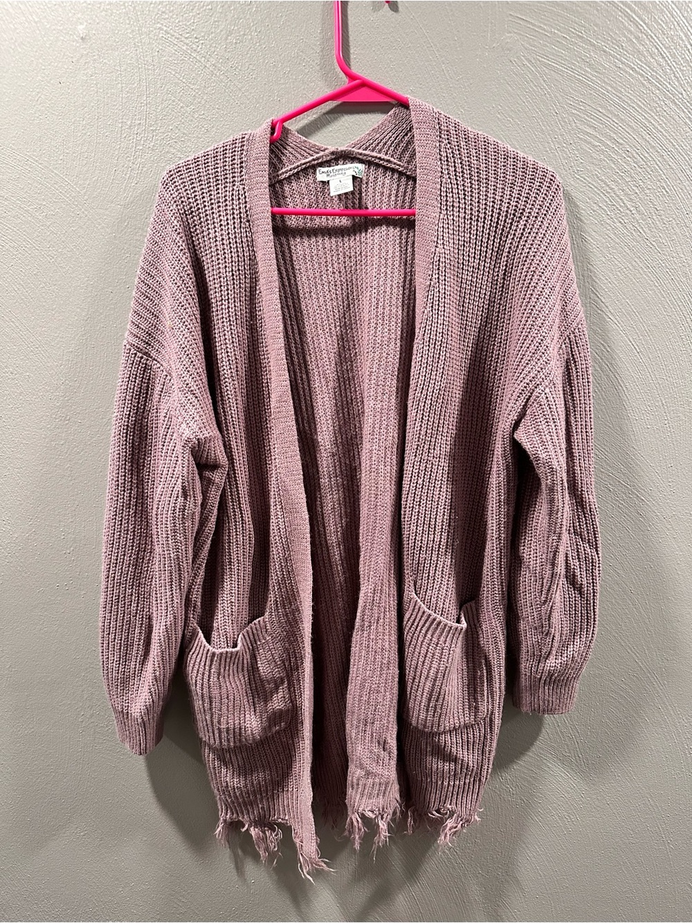 Emma’s Expressions Maternity Dusty Mauve Open-Front Knit Cardigan